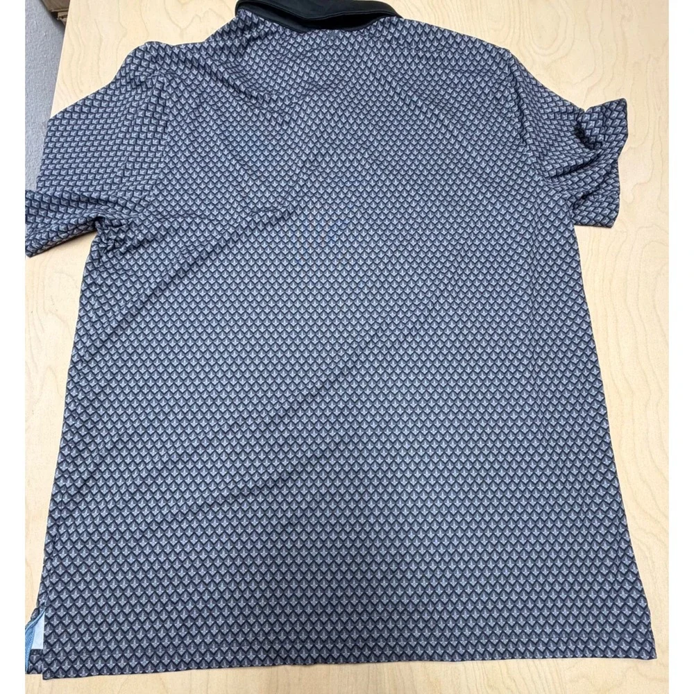 Rhone black geo Polo Mens Size M Short Sleeve GOLDFUSION Anti-Odor